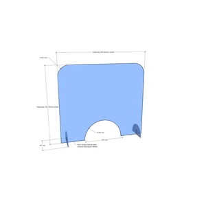 Leheletvédő plexi - 1200x1000 mm - íves átadónyílással