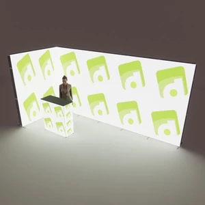 T3 Litebox világító kiállítási stand - 10 m² (kompletten szerkezet+nyomtatás)