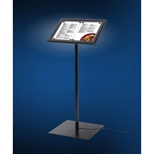 Zárható menütábla - fekete - 2xA4 - LED