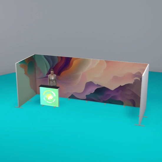 Mega SEG kiállítási stand - 12 m² - (kompletten szerkezet+nyomtatás)