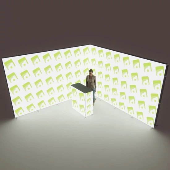 T3 Litebox világító kiállítási stand - 16 m² (kompletten szerkezet+nyomtatás)