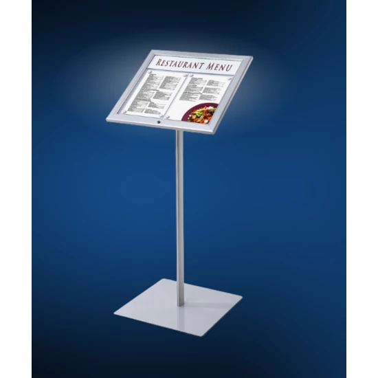 Zárható LED-es menütábla - ezüst - 2xA4- ezüst